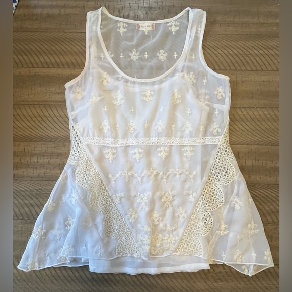 Altar’d State Boho Tank Top Cream and White Women’s Size Small - Picture 1 of 4